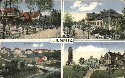 Chemnitz Bismarck  Turm und Schloesschen Stadtpark Waldschaenke Kat. Chemnitz