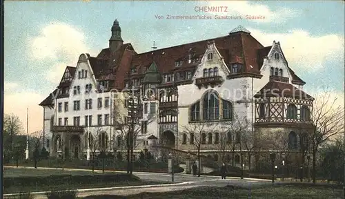 Chemnitz Zimmermann sches Sanatorium Suedseite Kat. Chemnitz