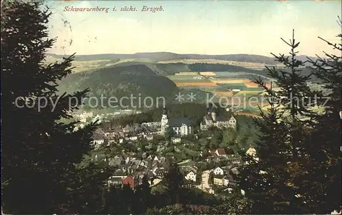 Schwarzenberg Erzgebirge Panorama Blick auf Kirche und Schloss Kat. Schwarzenberg