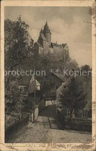 Schwarzenberg Erzgebirge Hammerweg Blick zum Schloss Kat. Schwarzenberg