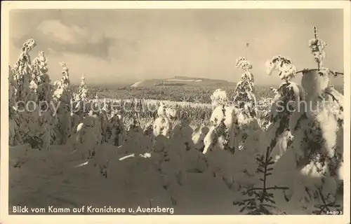 Johanngeorgenstadt Blick vom Kamm auf Kranichsee und Auersberg Winterpanorama Auersberggebiet Kat. Johanngeorgenstadt