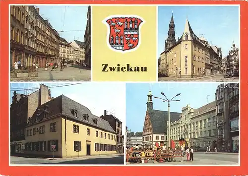 Zwickau Sachsen aeussere Plauensche Strasse Schiffchen Robert Schumann Haus Rathaus Gewandhaus Wappen Kat. Zwickau