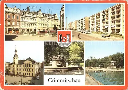 Crimmitschau Markt Strasse der Freundschaft Rathaus Brunnen Friedenspark Sahnbad Kat. Crimmitschau