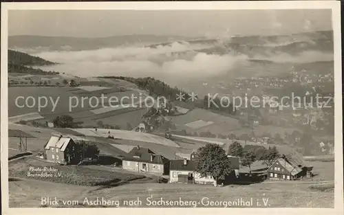 Sachsenberg Georgenthal Panorama Blick vom Aschberg Kat. Klingenthal Sachsen