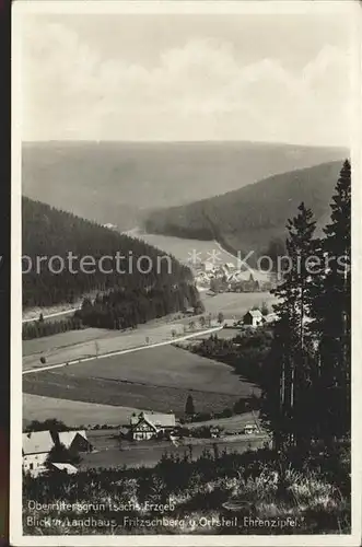 Oberrittersgruen Erzgebirge Blick nach Landhaus Fritzschberg Ortsteil Ehrenzipfel Kat. Rittersgruen