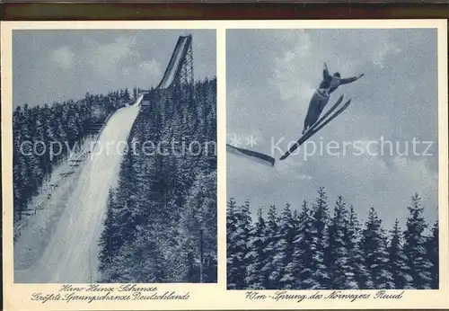 Johanngeorgenstadt Hans Heinz Schanze Skispringen 70 m Sprung des Norwegers Ruud Kat. Johanngeorgenstadt