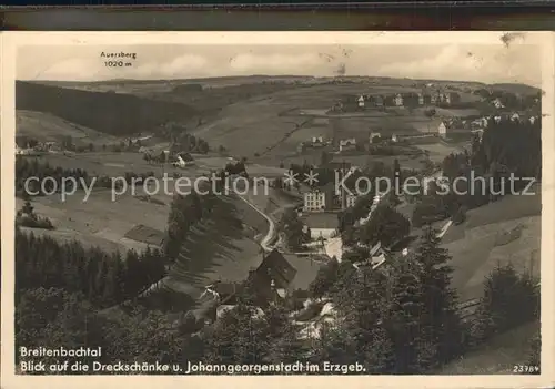 Johanngeorgenstadt Breitenbachtal Blick auf die Dreckschaenke Auersberg Kat. Johanngeorgenstadt