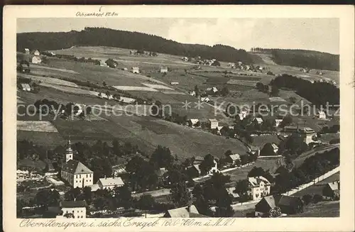 Oberrittersgruen Erzgebirge Panorama Ochsenkopf Kupfertiefdruck Kat. Rittersgruen