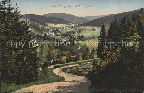 Oberrittersgruen Erzgebirge Panorama Waldweg Kat. Rittersgruen