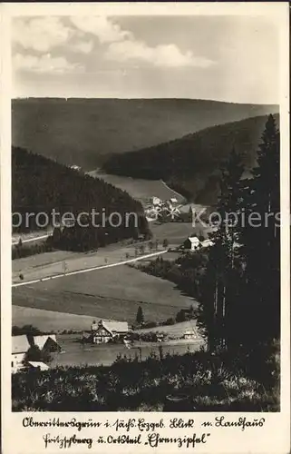 Oberrittersgruen Erzgebirge Blick nach Landhaus Fritzschberg Ortsteil Ehrenzipfel Kat. Rittersgruen