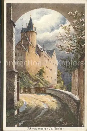Schwarzenberg Erzgebirge Schloss Kuenstlerkarte Kat. Schwarzenberg