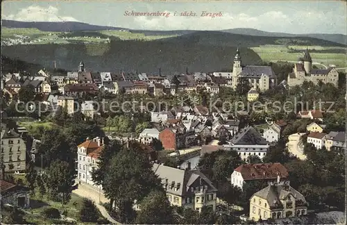 Schwarzenberg Erzgebirge Teilansicht mit Kirche und Schloss Kat. Schwarzenberg