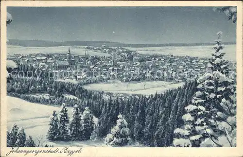 Johanngeorgenstadt Panorama Wintersportplatz Kupfertiefdruck Kat. Johanngeorgenstadt