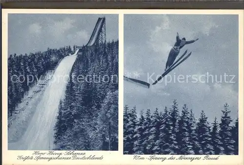 Johanngeorgenstadt Hans Heinz Schanze Skispringen 70 m Sprung des Norwegers Ruud Kat. Johanngeorgenstadt