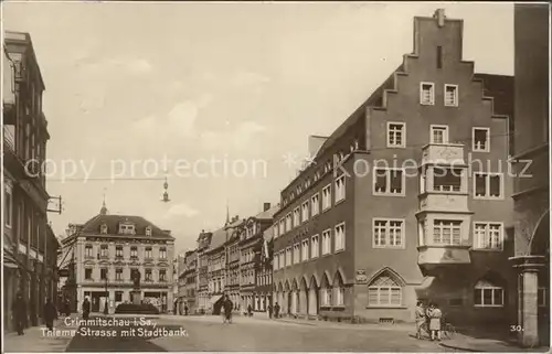 Crimmitschau Thiemestrasse mit Stadtbank Trinks Postkarte Kat. Crimmitschau