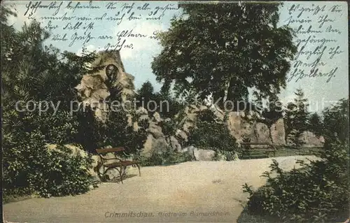 Crimmitschau Grotte im Bismarckhain Gedenkstein Kat. Crimmitschau