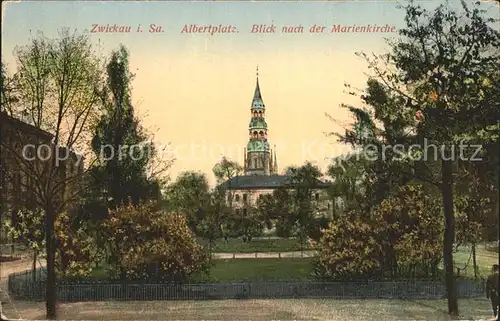Zwickau Sachsen Albertplatz mti Marienkirche Kat. Zwickau