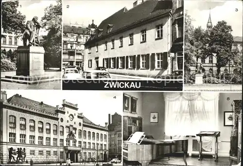 Zwickau Sachsen Robert Schumann Denkmal und Haus Schwanenteich Rathaus Kat. Zwickau