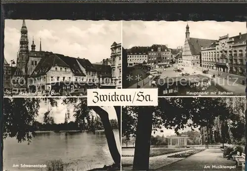 Zwickau Sachsen Hauptmarkt Rathaus Schwanenteich Musiktempel Kat. Zwickau