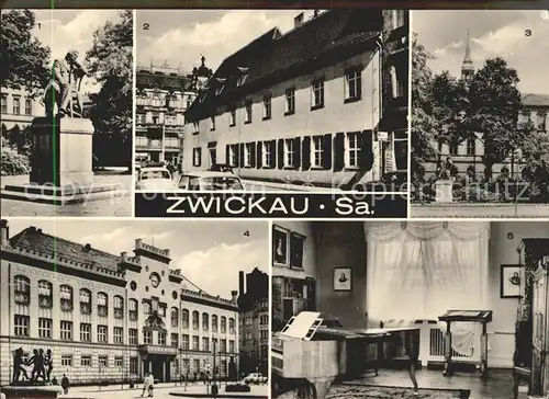 Zwickau Sachsen Robert Schumann Denkmal und Haus Schwanenteich Rathaus Kat. Zwickau