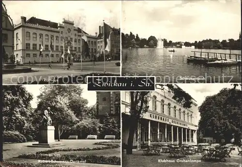 Zwickau Sachsen Schwanenteich Rathaus Klubhaus Grubenlampe Schumann Denkmal Kat. Zwickau