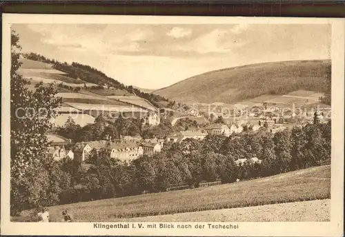 Klingenthal Vogtland Panorama mit Blick nach der Tschechei Kat. Klingenthal Sachsen