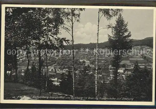 Sachsenberg Georgenthal am Aschberg Blick von der Friedenshoehe auf Siedlung Kat. Klingenthal Sachsen