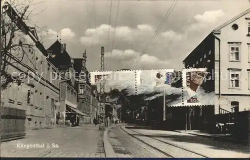 Klingenthal Vogtland Innenstadt Strassenbahn Handabzug Kat. Klingenthal Sachsen