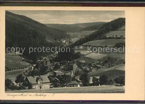 Georgenthal Klingenthal Panorama Blick zum Aschberg Kat. Klingenthal Sachsen