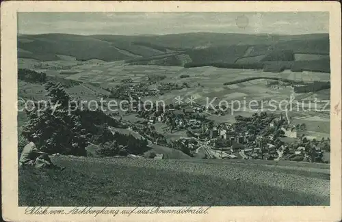 Brunndoebra Panorama Blick vom Aschberghang Heimatschutz Postkarte Kat. Klingenthal Sachsen