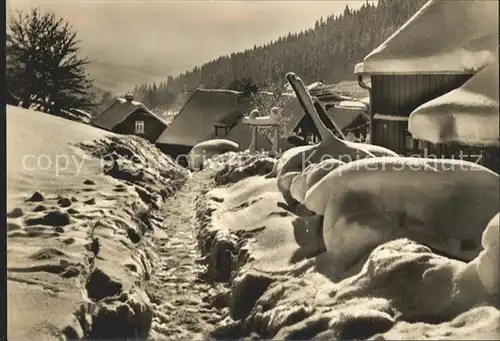 Klingenthal Vogtland Tief verschneite Ortspartie Kat. Klingenthal Sachsen