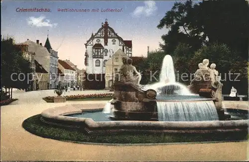 Crimmitschau Wettinbrunnen mit Lutherhof Kat. Crimmitschau