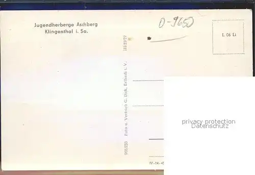 Klingenthal Vogtland Jugendherberge Aschberg Kat. Klingenthal Sachsen