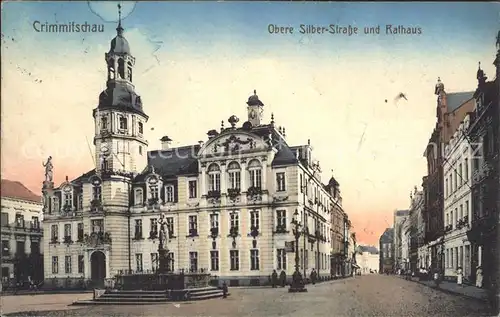 Crimmitschau Siber Strasse mit Rathaus Kat. Crimmitschau