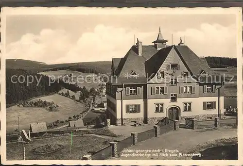 Johanngeorgenstadt Jugendherberge mit Blick zum Plattenberg Kat. Johanngeorgenstadt