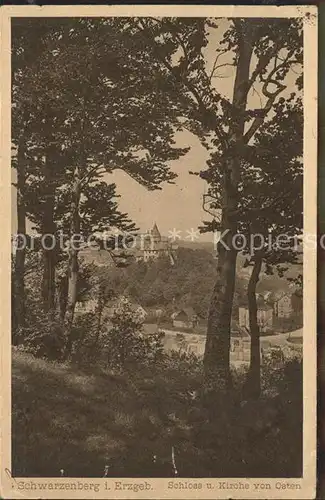 Schwarzenberg Erzgebirge Schloss und Kirche von Osten Kat. Schwarzenberg