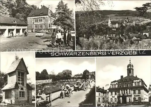Schwarzenberg Erzgebirge Schwimmbad Glockenturm Bahnhofstrasse Kat. Schwarzenberg