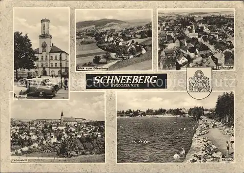 Schneeberg Erzgebirge Filzteich Rathaus Gleesberg Kat. Schneeberg