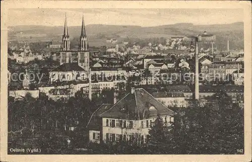 Oelsnitz Vogtland Stadtbild mit Kirche Kat. Oelsnitz Vogtland