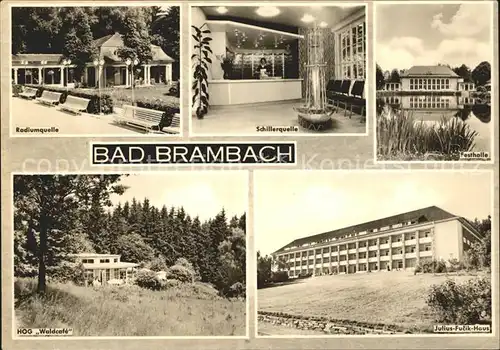 Bad Brambach Radiumquelle Schillerquelle Festhalle HOG Waldcafe Julius Fucik Haus Kat. Bad Brambach