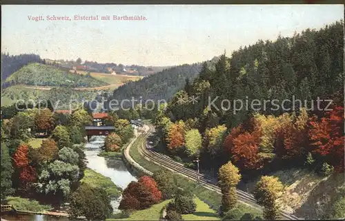 Jocketa Elstertal mit Barthmuehle Eisenbahn Kat. Poehl Vogtland