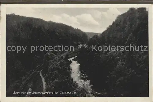 Jocketa Blick von der Elstertalbruecke Vogtlaendische Schweiz Kat. Poehl Vogtland