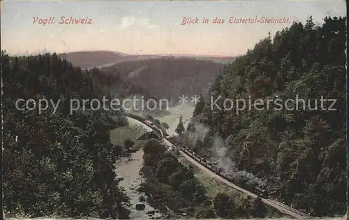 Jocketa Blick in das Elstertal Steinicht Eisenbahn Vogtlaendische Schweiz Kat. Poehl Vogtland