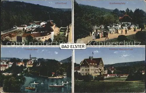 Bad Elster Albertbad Kurhausplatz Louisasee Kuehlers Sanatorium Kat. Bad Elster