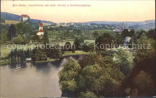 Bad Elster Gondelteich mit katholischer Kirche und Kaufmannsheim Kat. Bad Elster