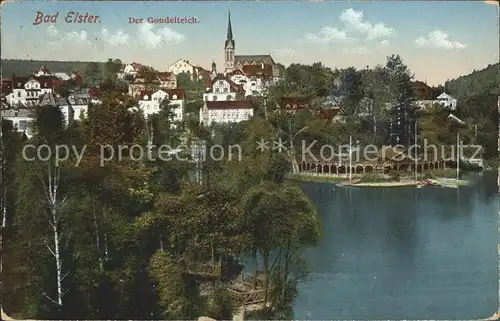 Bad Elster Gondelteich mit Blick zur Kirche Kat. Bad Elster