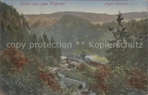 Jocketa Partie aus dem Elstertal Vogtlaendische Schweiz Eisenbahn Kat. Poehl Vogtland