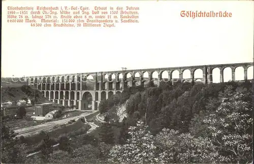 Mylau Goeltzschtalbruecke erbaut 1851 Eisenbahn Kat. Mylau