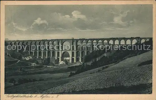 Mylau Goeltzschtalbruecke erbaut 1851 Eisenbahn Kupfertiefdruck Kat. Mylau