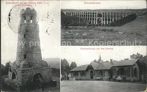 Netzschkau Bismarckturm Kuhberg Unterkunftshaus Goeltzschtalbruecke Kat. Netzschkau